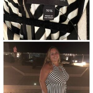 Lane Bryant 14/16 1x Black and White Striped Maxi Dress